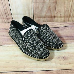 Universal Thread Carly Slip On Woven Espadrille Flats Beige Black White Size 6